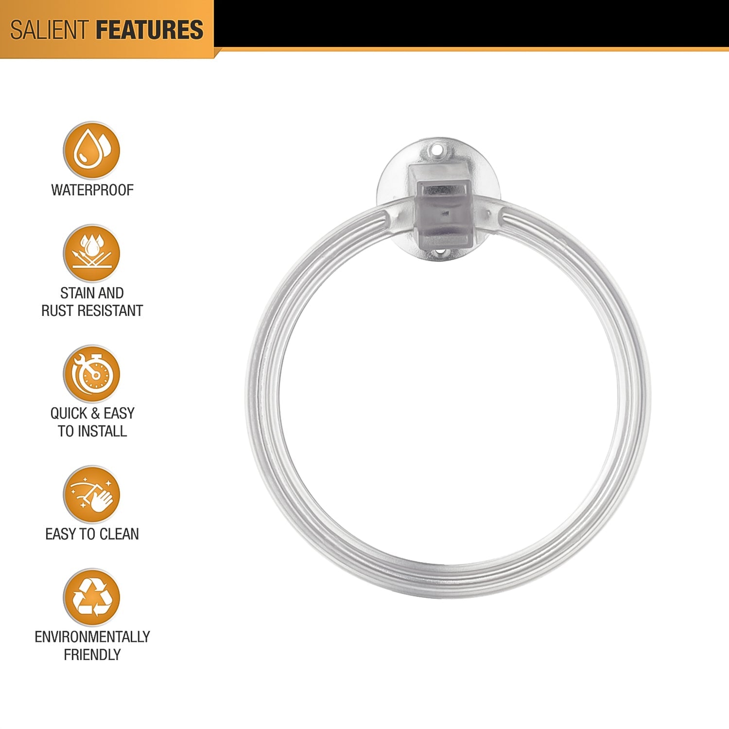 Unbreakable ABS Round Towel Ring Wall Mounted Stand / Holder (1 Pc) Unbreakable ABS Round Towel Ring Wall Mounted Stand / Holder (1 Pc)